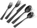 18/10 Flatware set for 8, 40 Piece Black Stainless Steel Silverware Set | KINGSTONE Forged Flatware Cutlery Set, Mirror Polished Knives Fork and Spoon Utensils, Dishwaher Safe for Home Wedding Party