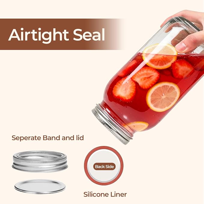 ComSaf 64 oz Wide Mouth Mason Jars 3 Pack, Half Gallon Glass Jars with Lids | BPA-Free Materials, Large Size, Canning Pickling Sauce, Meal Prep Salad, Sourdough, Flour And Sugar For Baking, Food Storage