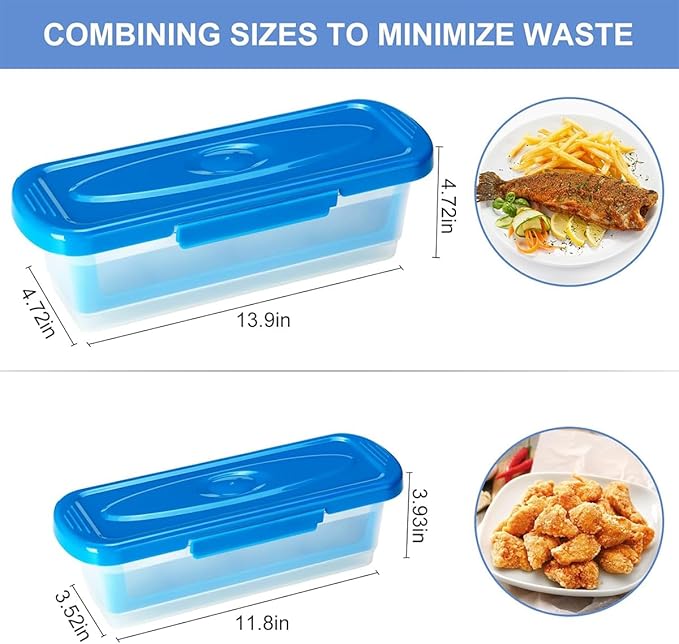 Batter Bowl with Lid, 2-Pack Fish Batter Shaker, Better Breader Shaker Bowl with Breading Shaker Tray, Batter Bowl with Lids Shaker for Frying Chicken Wings Fish Onion Rings Veggies (Blue)