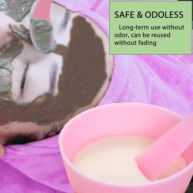 5 Pack Pink Mixing Bowls, Silicone Face Mask Set for Facials | For home routines, reusable build, non-stick finish and quick rinse care, suited to clay blends, lotion and cream formulas