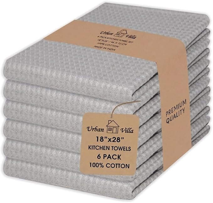 Urban Villa Kitchen Towels Cotton Dish Towels 20”x30” (Set of 6) Smoke