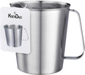 48Oz/6Cup Stainless Steel Pitcher (SUS304), 1.50 Liter Metal Container for Water, Milk, Liquid with Handle with Engraved Markings, Silver | SUS304 Metal Measuring Cup with Precision Engraved Markings, Mixing Pitcher for Baking, Frothing, Coffee, Milk a...
