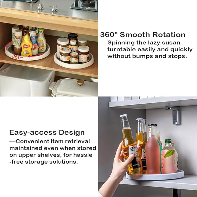 10 Inches Lazy Susan Turntable, Pantry Organizers and Storage Spice Rack Can Organizer for Kitchen Cabinet Fridge, Decorative Tray for Fruit, Corner Cabinet Pantry Bathroom Cosmetic Farmhouse