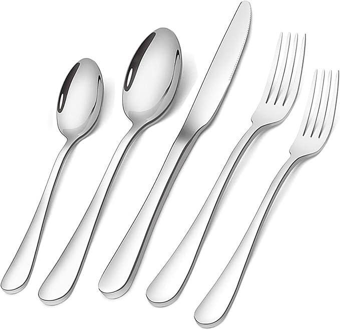 Silverware Set for 4, Flatware Utensil Cutlery Set 20 Piece | Premium Stainless Steel Tableware Set, Include Knife Fork Spoon, Mirror Polished, Dishwasher Safe, for Any Dinner or Weddings