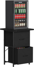 Snughome Mini Fridge Stand with Storage, Mini Fridge Cabinet Small Refrigerator Table Stand with Drawers, Heavy Duty 220 LBS, Compact Beverage Cooler Rack Shelf for Dorm, Apartment, Office Coffee Bar
