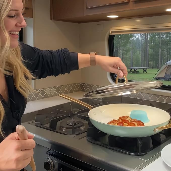 Silicone Skillet Steamer + Bakers Mat | Turn any 10" Pan or Bigger into a Stovetop Steam for Cooking | Perfect for Pizza, Vegetables, and Eggs | BPA Free Kitchen Gadgets