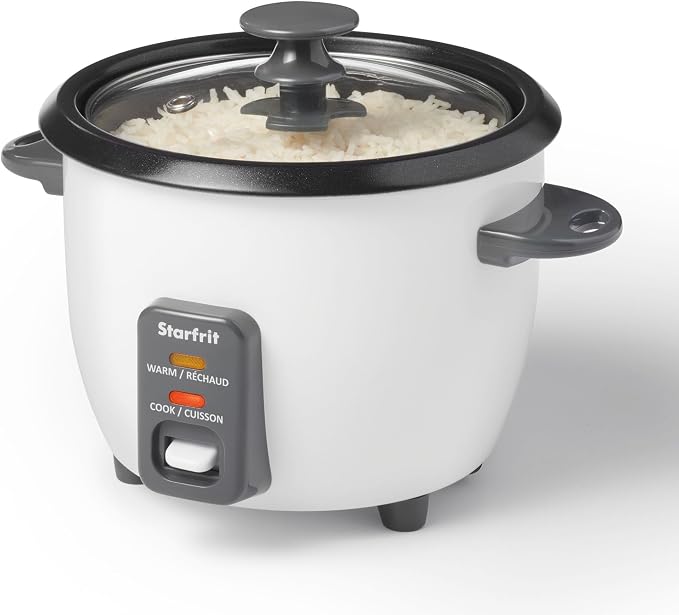 Starfrit Electric Rice Cooker, 6 Cups, Ceramic Nonstick, 300W | Makes up to 6 cups. Cook & keep warm. Ceramic nonstick pot. Steamer basket included. 300W performance.