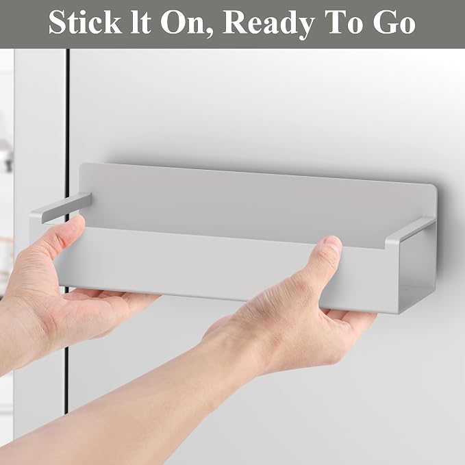 4 Pack Magnetic Spice Rack Organizer for Refrigerator and Oven, Light Grey Fridge Organizers and Storage for Kitchen