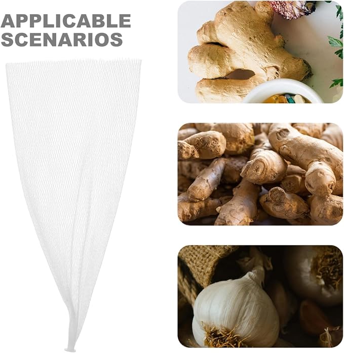 100Pcs Hanging Mesh Storage Onion Tomato Garlic Ginger Net Vegetable Fruit Seafood Bag Reusable Washable Garbage Filter Mesh Bags for Kitchen Accessories