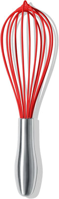 OYV 10-Inch Red Silicone Whisk, Non-Scratch, 18/10 Stainless Steel Handle | 480°F Heat Resistant, BPA-Free Silicone, Sealed Waterproof Handle, Nonstick-Safe, Dishwasher Safe