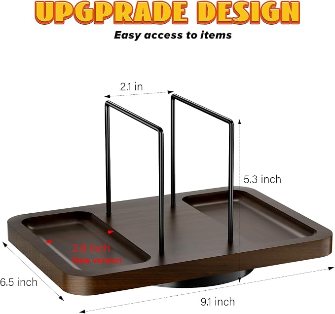 Rotating Napkin Holder for Table with Salt and Pepper Shakers Caddy | Standing Napkin Dispenser, Wood Paper Towel Holder for Bathroom Kitchen Dining Table Decor