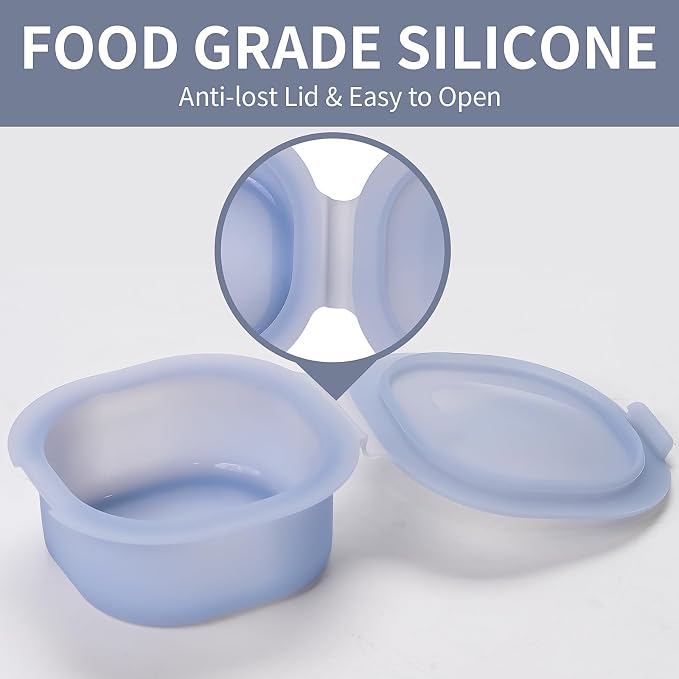 Air Fryer Egg Pan with Lid, 3 Pack Silicone Square Egg Molds, Nonstick 3 Inch Square Container for Sqaure Breakfast Egg - Blue