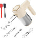 7-Speed Cordless Hand Mixer for Baking - Electric Handheld Mixer with 6 Stainless Steel Attachments, Turbo Boost, Digital Display, Lightweight Cake Mixer for Eggs, Cream, Cookie Dough (Yellow)