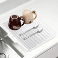 Silicone Dish Drying Mat for Kitchen counter | 15.8"x13" Dish Drainer Mat,Heat-Resistant Kitchen Counter Mat & Over-Sink Drying Tray,Can Be Hung, Ivory