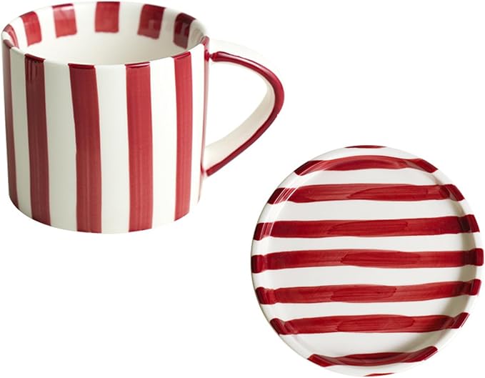 8 Oz Ceramic Coffee Mug Espresso Cups with Saucer Mug And Saucer Set Cup And Saucer Coffee Cups with Saucers Coffee Cups And Saucers,Red