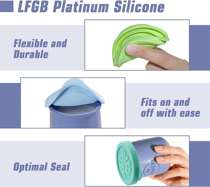 Yogurt Jar Lids for La Fermiere, 8 Pack LFGB Platinum Silicone Covers, Snug Fit Reusable Replacement Lids, Dishwasher Safe