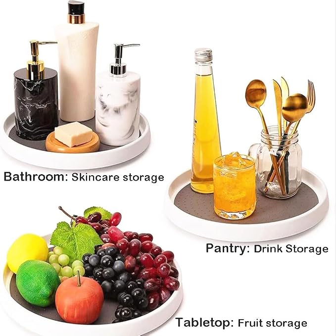 10 Inches Lazy Susan Turntable, Pantry Organizers and Storage Spice Rack Can Organizer for Kitchen Cabinet Fridge, Decorative Tray for Fruit, Corner Cabinet Pantry Bathroom Cosmetic Farmhouse