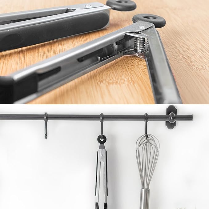 Cooking Tongs 9" and 12" Stainless Steel Kitchen Silicone Serving Tongs | Heat Resistant Meat Turner Spatula Tong Fish Tongs for Grilling Steak Salad Pasta Buffet Serving (Black)