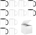 TANGLONG 11oz Tazas Para Sublimar Set of 12-6 White and 6 Black-with Box | Tazas Para Sublimar,Sublimation Blanks,6 White and 6 Black-Ceramic Cup,Heat Sensitive Coffee Mugs,Milk, Cocoa,homemade gifts