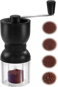 Manual Coffee Grinder Ceramic Burrs Adjustable Coarseness 2 Containers | Portable Hand Coffee Mill for Home, Office, Travel & Outdoor Camping