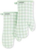 KitchenAid Gingham Oven Mitt 2-Pack Set, Pistachio, 7"x13"