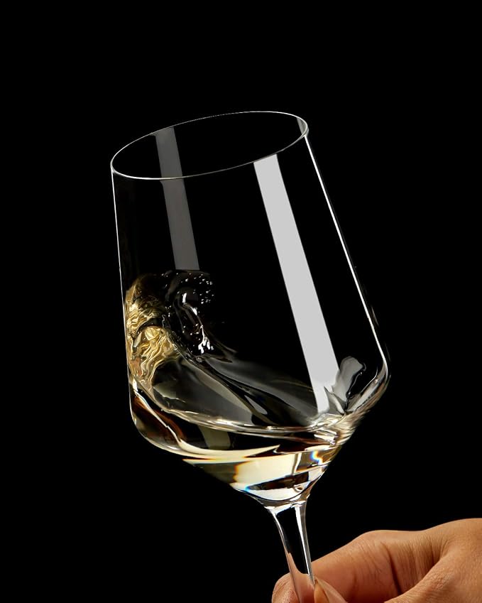 OJA Wine Glasses Set, Crystal Red Hand Blown Wine Glass, Set of 6, 15 oz | Long Stem, Thin Rim, Premium, Perfect for Red or White, Daily Use, Unique Wedding Anniversary or Birthday Gift