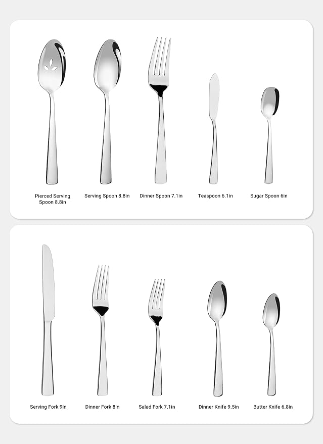 Silverware Set for 8, 45 Piece Stainless Steel Kitchen Utensils Cutlery Set | Gift Package for Wedding Housewarming, Heavy-Duty Steak Knife Fork and Spoon, Dishwasher Safe, Ergonomic Design, Flatware Set