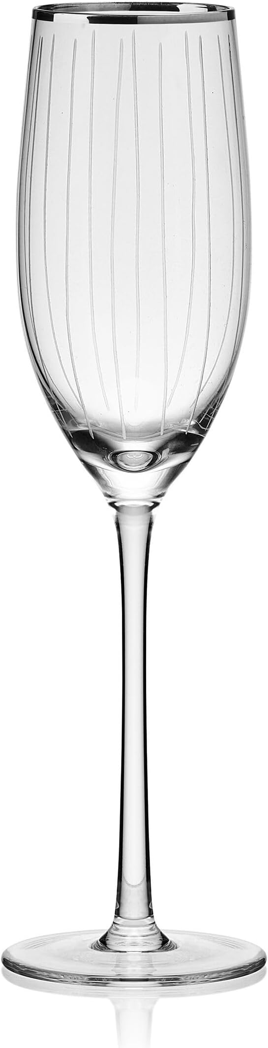 Mikasa Cheers Set of 4 Platinum Rim Champagne Flutes, 8 Ounce