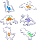 hitsuki Dinosaur Cookie Cutters,Stainless Steel Metal Fun Dino Cookie Cutter for Kids Dinosaur Pancake Molds,6 Pcs