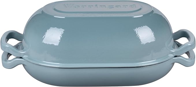 VORRINGARD Enameled Cast Iron Sourdough Bread Oven, Dutch Oven, Loaf Cast Iron Bread Pan for Homemade Bread Baking, Meatloaf Pan with Lid, 5QT, Sea Salt