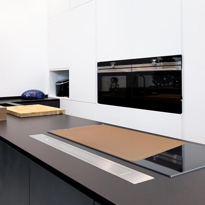 YUHFERA Stove Top Cover for Electric Stove - Silicone Stove Mat for Glass Top, Glass Cooktop Protector, XL Dish Drying Mats For Kitchen,Oven Covers for Electric Stove (Caramel,28 x 20)