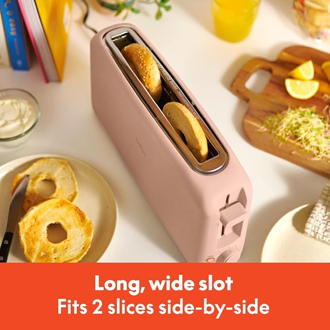 bella Fits-Anywhere™ Slim Toaster, 2 Slice Extra Long & Wide Slot, Blossom