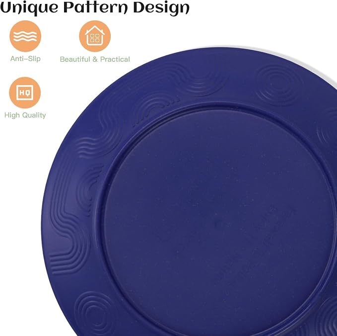 40 Pcs Wheat Straw Dinnerware Sets, Dinner Plates, Cups, Pasta Bowls, Dishes Set For 8, Microwave Safe Plates and Bowls Sets, Blue