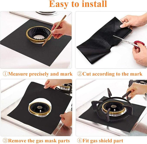10 Pack Stove Burner Covers Double Thickness Reusable Non-Stick Heat-Resistant Gas Range Protectors for Kitchen and Easy to Clean（Black）FLSEPAMB