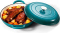Leonyo 3.6QT Cast Iron Braiser Shallow Dutch Oven with Lid,Lake Green | Nonstick Enameled Cast Iron Casserole Skillet, Cast Iron Cookware Shallow Dutch Oven with Lid for All Cooktop, Oven Safe