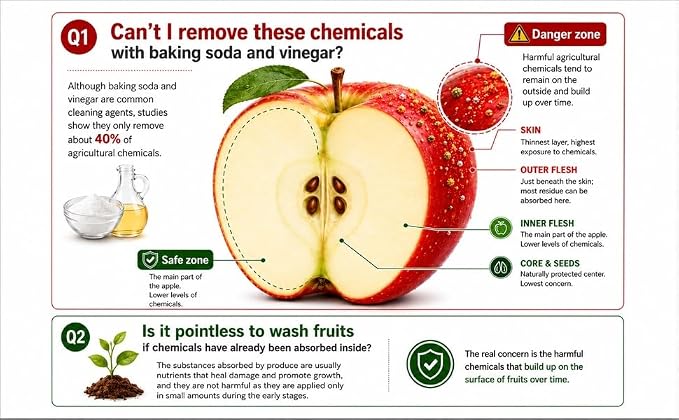 Renovera Fruit & Vegetable Wash | Up to 150 Washes, 1-Year Supply, Gentle Enough for Baby Food, Single Ingredient, Removes Residues, Calcium Helps Keep Produce Fresh Up to 20x Longer