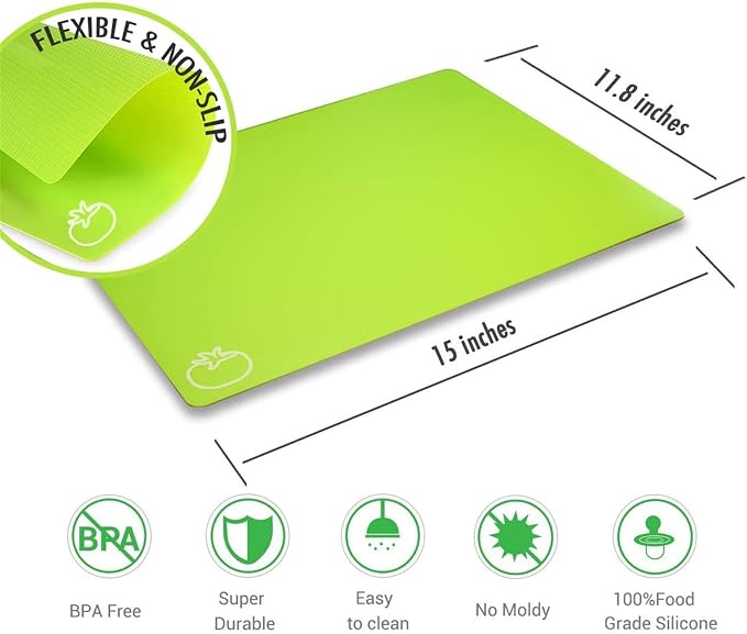 Fotouzy Flexible Plastic Cutting Boards for Kitchen, Upgrade Nonslip Cutting Board Set of 4, BPA-Free, Dishwasher Safe