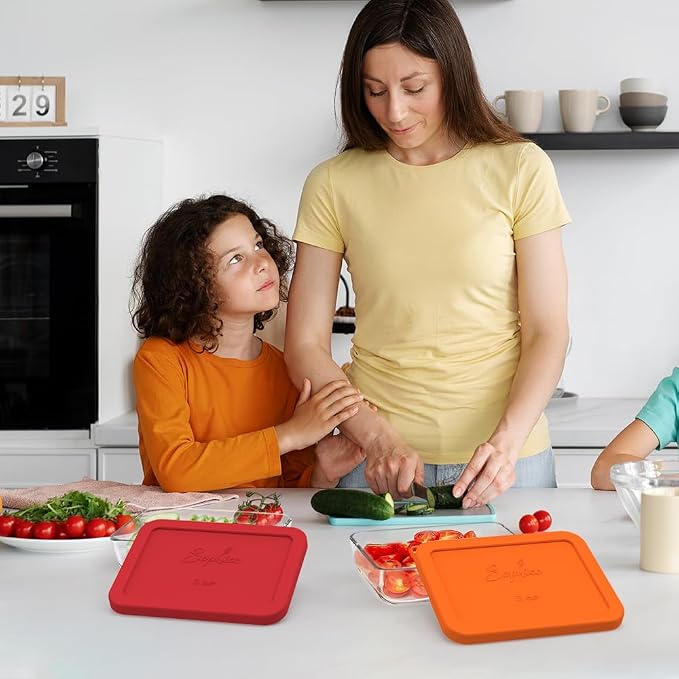 SOPHICO 3 Cup Rectangle Silicone Replacement Lids for Pyrex 7210-PC Glass | Food Grade Silicone, Leakproof、Airtight Lids, Dishwasher Microwave Safe