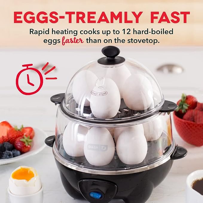 DASH Deluxe Sous Vide Egg Bite Maker with Silicone Molds + DASH Deluxe Rapid Egg Cooker - Black