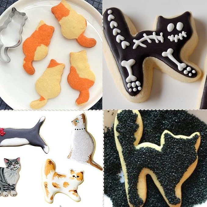MrCookie Cat Shaped Cookie Cutters Set,Stainless Steel.