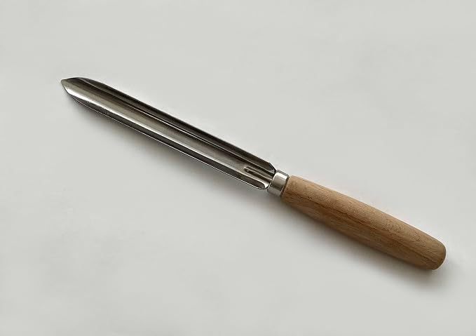 Tredoni 5.7" Zucchini/Cucumber Corer Inox Stainless Steel 14.5cm Eggplant Corer, Wooden Handle, Brown