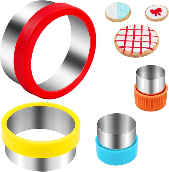 Round Circle Cookie Cutter 4 Pcs | Biscuit Cutters, Sandwich Cutter, Stainless Steel, 4 Different Sizes, for Baking Donut English Muffin Scones