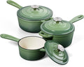 Onader 1QT & 2QT & 3QT Saucepan with Lid, Enameled Cast Iron Sauce Pan, Small Cast Iron Pot for Cooking, Enameled Dutch Oven, Nonstick & Heavy Duty – Pistachio Green
