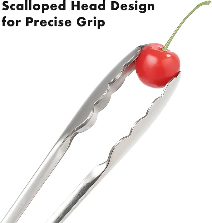 OYV Seamless Tongs for Cooking, One-Piece Design, Durable Heat Resistant Stainless Steel Tongs for Kitchen, Grill, BBQ, Salad, Dishwasher Safe, Metal Tongs Set (12" & 9")