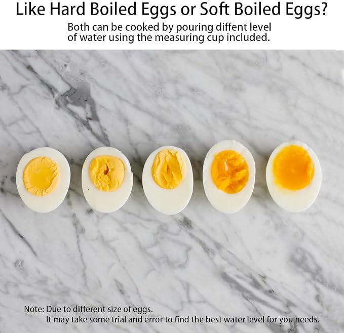 Tomorotec 14 Egg Cooker, Electric Hard Boiled Egg Boiler & Poacher, Steamer | 2-Tier Auto Shut-Off, for Vegetables, Seafood & Dumplings, Stainless Steel Plate, BPA Free, See-Through Lid, Easy Clean