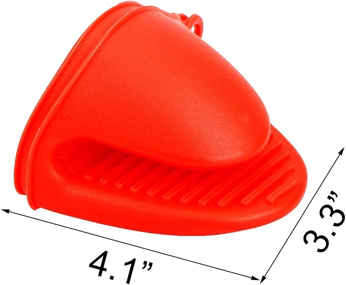 2 Pairs Mini Oven Gloves Silicone Oven Mitts Red and Blue | Silicone Heat Resistant Cooking Pinch Mitts Potholder for Kitchen Cooking & Baking