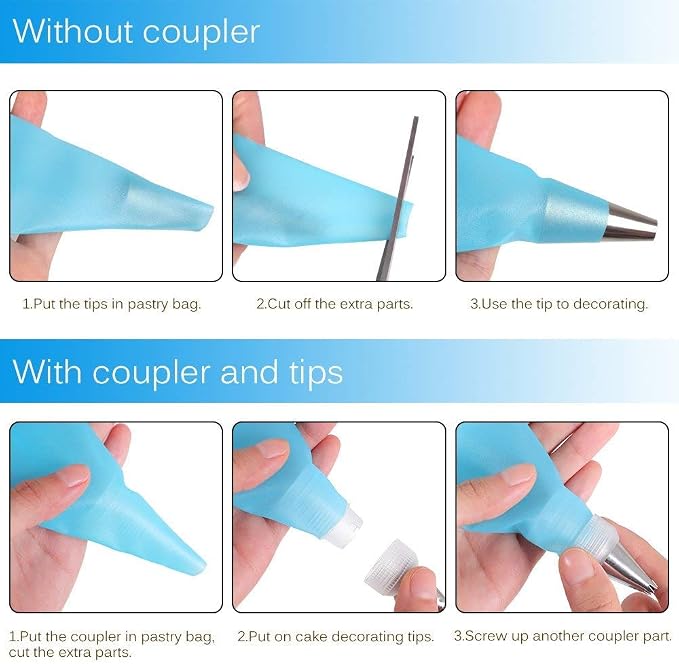 Cake Decorating Tips and Icing Piping Tips Coupler With 48pcs Piping Tips Instructions