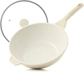 SENSARTE Nonstick Ceramic Wok Pan with Lid, 11Inch Non Toxic Stir-fry Pan | PFAS Free, Induction Cookware, Even & Fast Heating, Easy to Clean, Durable, Non stick Frying Pans Skillet, Stay-cool Handle