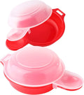 2 sets Microwave Egg Cooker,1 Minute Fast Egg Hamburg Omelet Maker Kitchen Cooking Tool(Red and clear)