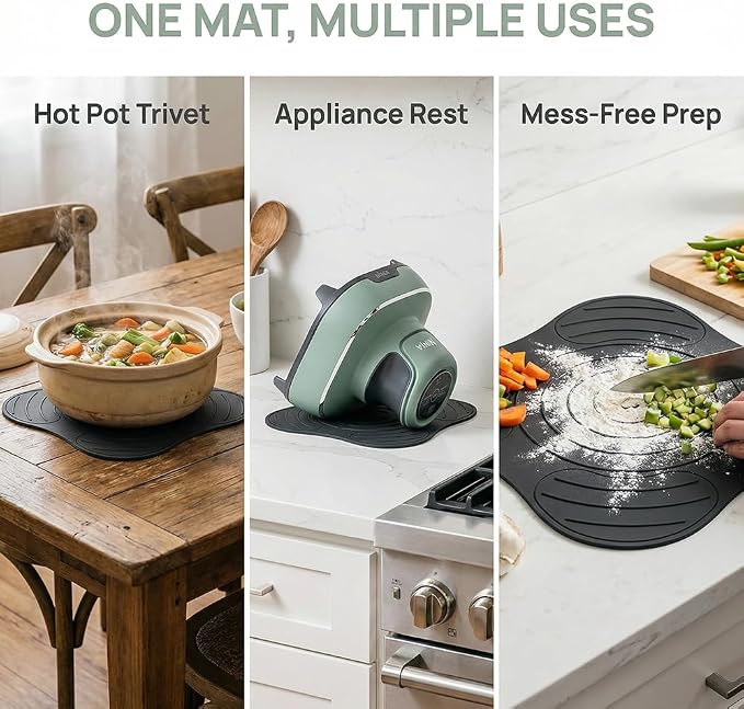 2 Pack Silicone Trivet for Hot Air Fryer, Heat-Resistant Pot Lid Mat | Compatible with Ninja Crispi, Easy to Clean, Table Surface Protection(10.8x10.6 Inch)